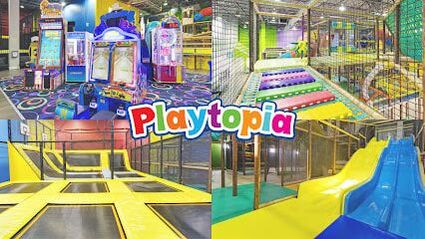 4 photos of the interior of an indoor playground in Concord, Ontario